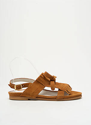 Sandales/nu pieds chiquet talon plat jusqu'à 3cm marron REGARD femme