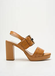 Sandales/nu pieds semi compensé talon haut de 10cm et plus marron GADEA femme