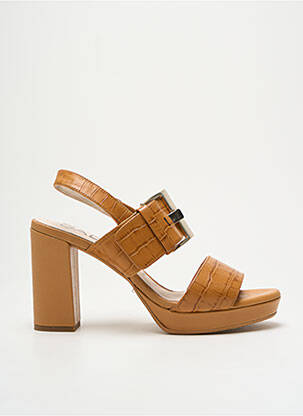 Sandales/nu pieds semi compensé talon haut de 10cm et plus marron GADEA femme