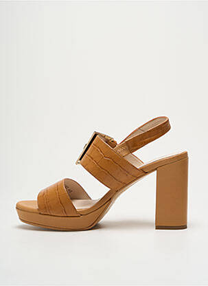 Sandales/nu pieds semi compensé talon haut de 10cm et plus marron GADEA femme