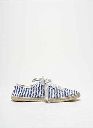 Espadrilles tissage satiné talon plat jusqu'à 3cm bleu HISTOIRES DE CHAUSSURES femme
