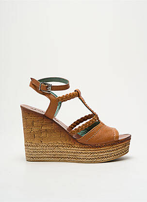 Sandales/nu pieds tissage satiné talon haut de 10cm et plus marron FELMINI femme
