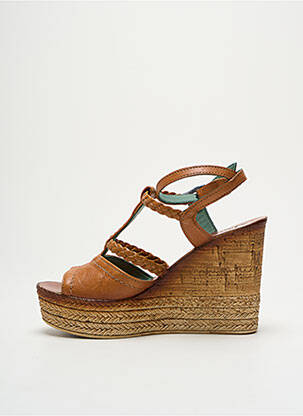 Sandales/nu pieds tissage satiné talon haut de 10cm et plus marron FELMINI femme
