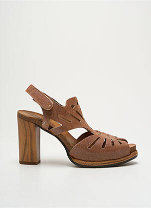 Sandales/nu pieds matière lisse talon de 7 à 9cm marron FELMINI femme