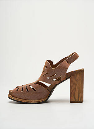 Sandales/nu pieds matière lisse talon de 7 à 9cm marron FELMINI femme