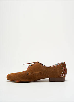 Derbies nubuck talon plat jusqu'à 3cm marron MYMA femme