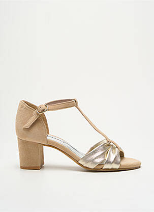 Sandales/nu pieds tissage satiné talon de 4 à 6cm beige MYMA femme