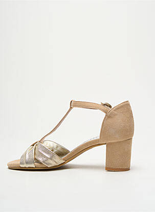 Sandales/nu pieds tissage satiné talon de 4 à 6cm beige MYMA femme