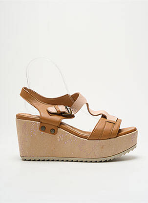 Sandales/nu pieds tissage satiné talon de 7 à 9cm marron MINKA DESIGN femme