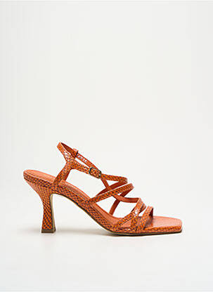 Sandales/nu pieds tissage satiné talon de 4 à 6cm orange BRUNO PREMI femme