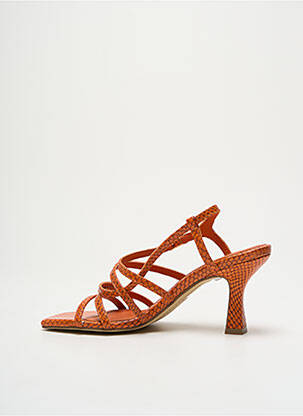 Sandales/nu pieds tissage satiné talon de 4 à 6cm orange BRUNO PREMI femme
