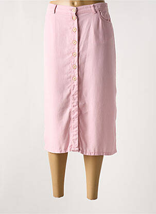 Jupe mi-longue coupe droite rose LCDN femme