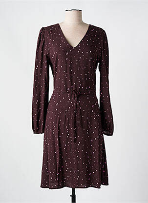 Robe mi-longue manches longues manches longues violet ICHI femme