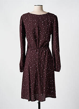 Robe mi-longue manches longues manches longues violet ICHI femme