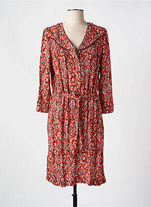 Robe mi-longue imprimé fantaisie manches longues rouge DIANE LAURY femme