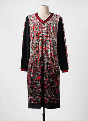 Robe mi-longue imprimé fantaisie manches longues noir GUY DUBOUIS femme