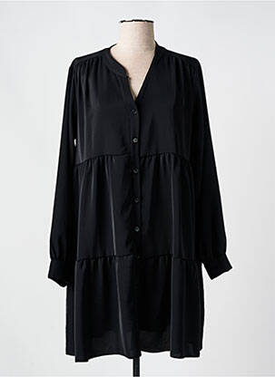 Robe courte manches longues manches longues noir COULEURS DU TEMPS femme