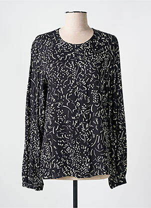 Blouse tissage popeline manches longues noir BARILOCHE femme