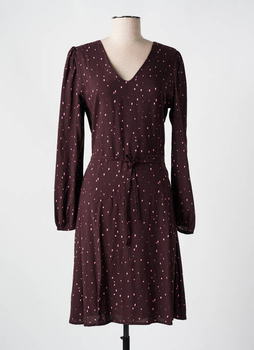 Robe mi-longue manches longues manches longues violet ICHI femme