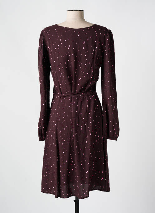 Robe mi-longue manches longues manches longues violet ICHI femme