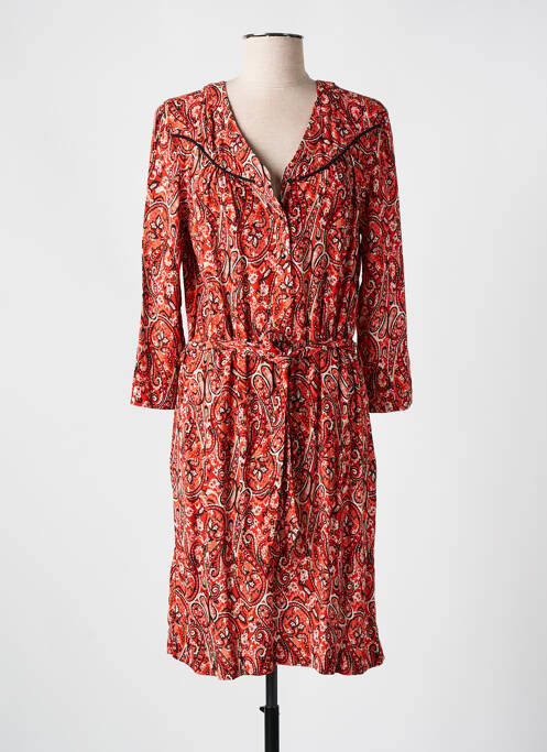Robe mi-longue imprimé fantaisie manches longues rouge DIANE LAURY femme