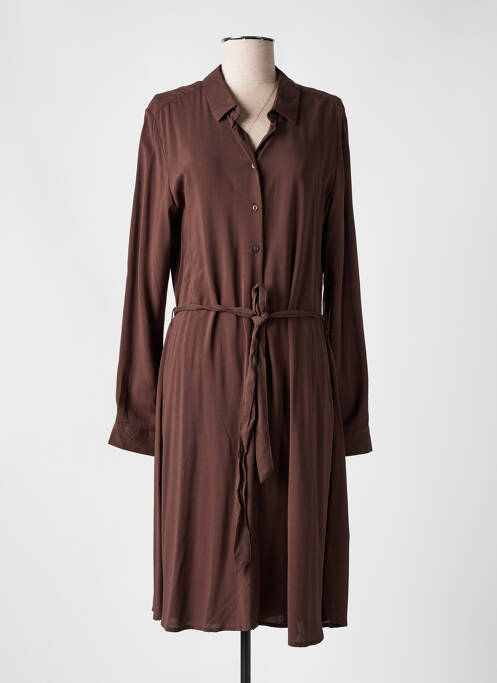Robe mi-longue marron ICHI pour femme