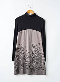Robe courte coupe évasée manches longues noir QUATRE VINGT JOURS femme