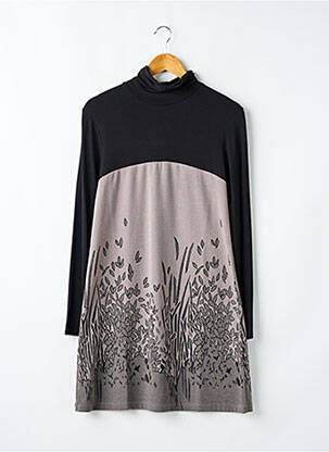 Robe courte manches longues manches longues noir QUATRE VINGT JOURS femme