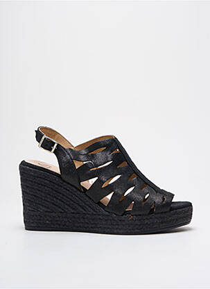 Espadrilles tissage satiné talon de 7 à 9cm noir KANNA femme