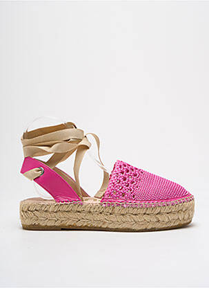 Espadrilles tissage satiné talon de 4 à 6cm rose KANNA femme