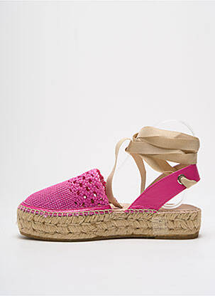 Espadrilles tissage satiné talon de 4 à 6cm rose KANNA femme