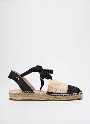 Espadrilles tissage satiné talon plat jusqu'à 3cm noir KANNA femme