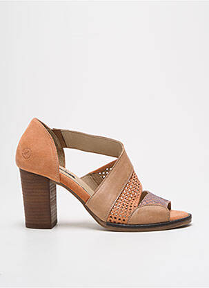 Sandales/nu pieds tissage satiné talon de 7 à 9cm orange CASTA femme