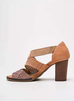 Sandales/nu pieds tissage satiné talon de 7 à 9cm orange CASTA femme