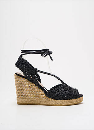 Espadrilles tissage satiné talon de 7 à 9cm noir KANNA femme
