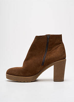 Bottines/boots tissage satiné talon de 7 à 9cm marron REQINS femme