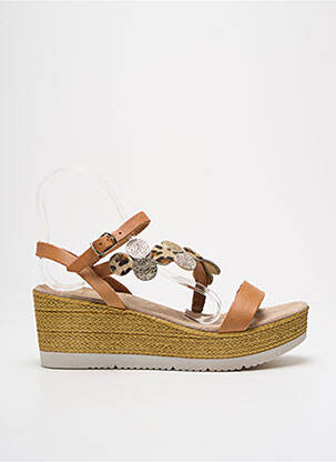 Sandales/nu pieds tissage satiné talon de 4 à 6cm marron REQINS femme