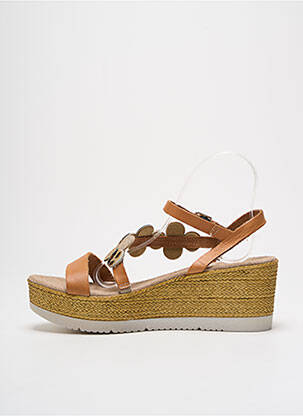 Sandales/nu pieds tissage satiné talon de 4 à 6cm marron REQINS femme