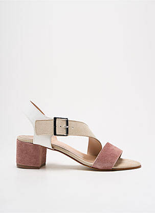 Sandales/nu pieds matière lisse talon de 4 à 6cm rose REQINS femme