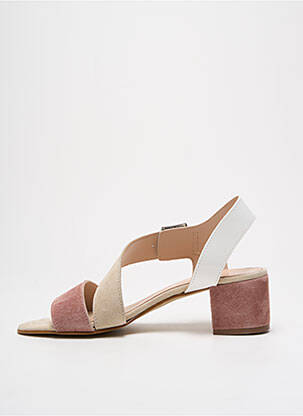 Sandales/nu pieds matière lisse talon de 4 à 6cm rose REQINS femme