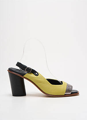 Sandales/nu pieds matière lisse talon de 7 à 9cm jaune LILI MILL femme
