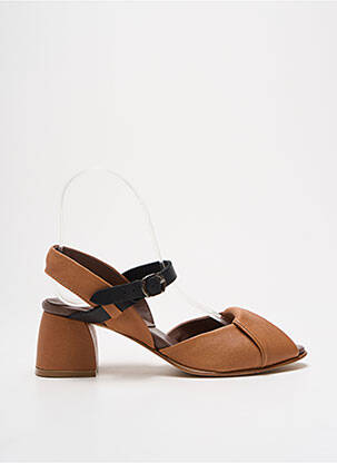 Sandales/nu pieds tissage satiné talon de 4 à 6cm marron LILI MILL femme