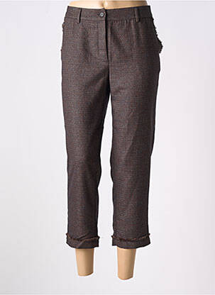 Pantalon 7/8 fermeture zippée sous rabat boutonné taille normale marron LILI SIDONIO femme