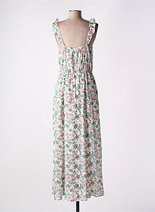 Robe longue imprimé fleurs fines bretelles rose C'EST BEAU LA VIE femme