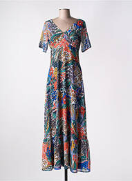 Robe longue imprimé fleurs manches courtes noir LILI SIDONIO femme