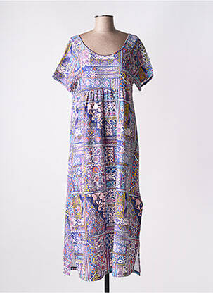 Robe longue manches courtes manches courtes violet MASSANA femme
