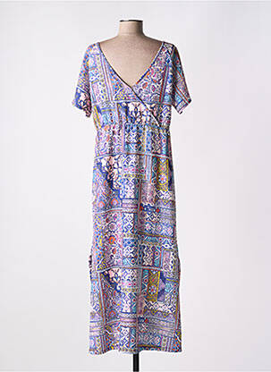Robe longue manches courtes manches courtes violet MASSANA femme