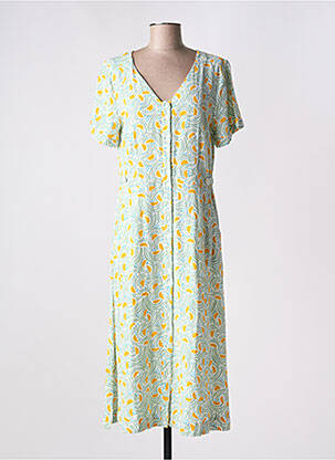 Robe longue imprimé fantaisie manches courtes vert MD'M femme