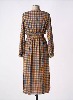 Robe mi-longue manches longues manches longues marron LAURA JO femme