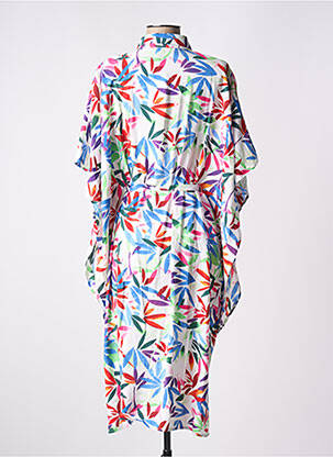 Robe mi-longue imprimé fleurs manches courtes blanc MOLLY BRACKEN femme